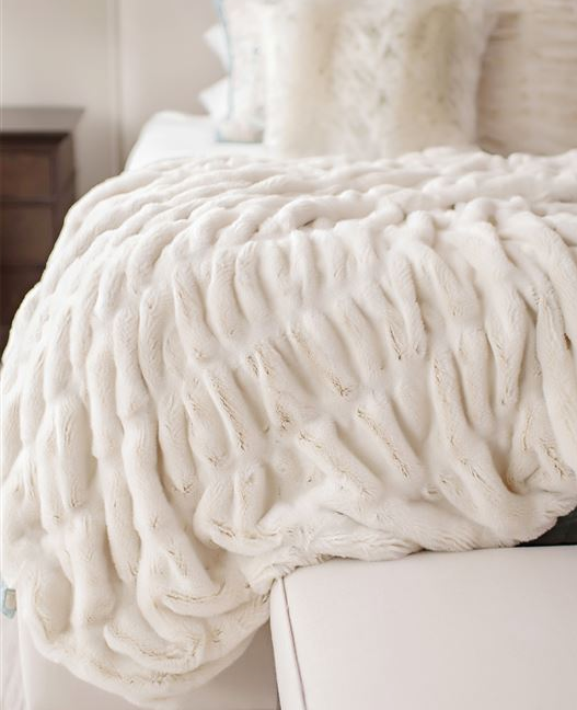 Couture Faux Mink Throw in Ivory