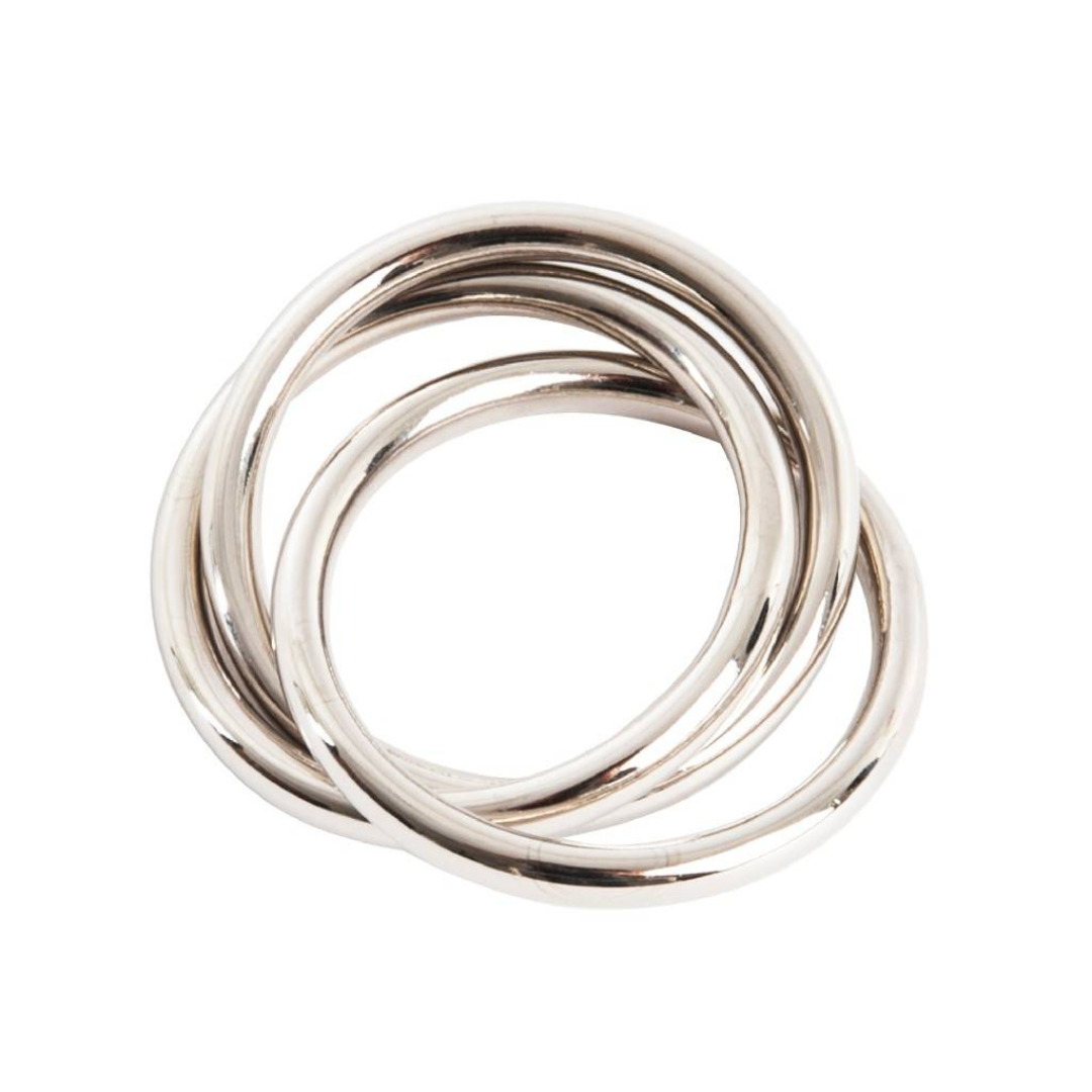 Set Of 12 Silver Napkin Rings Metal Spiral Round Smooth Napkin