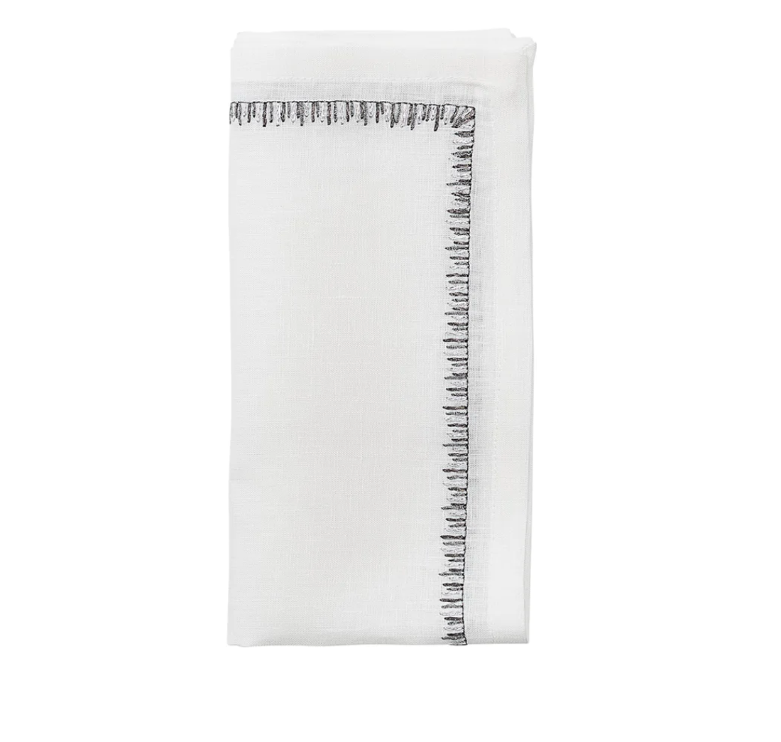 Filament Napkin White Silver & Gunmetal Set of 4