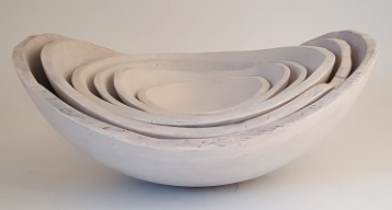 Oval Wood Bowl White Pearl 15"