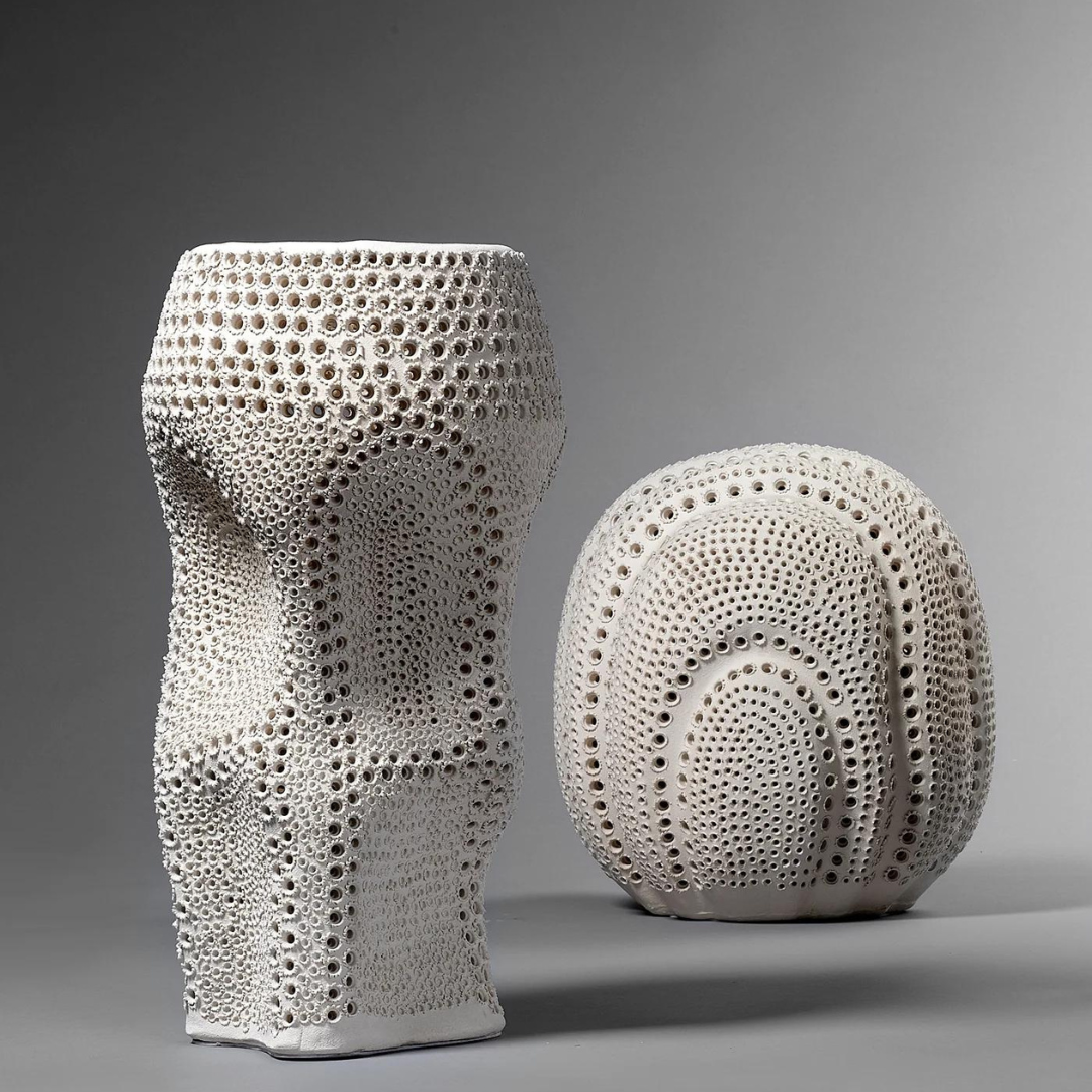 Astral vases in white. 