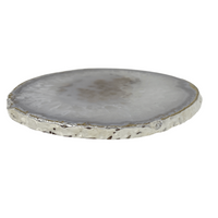 Agate Coaster Set Natural Grey & Silver Edge