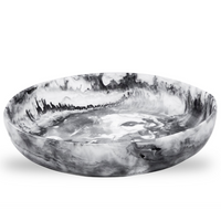 Large black swirl resin round bowl.