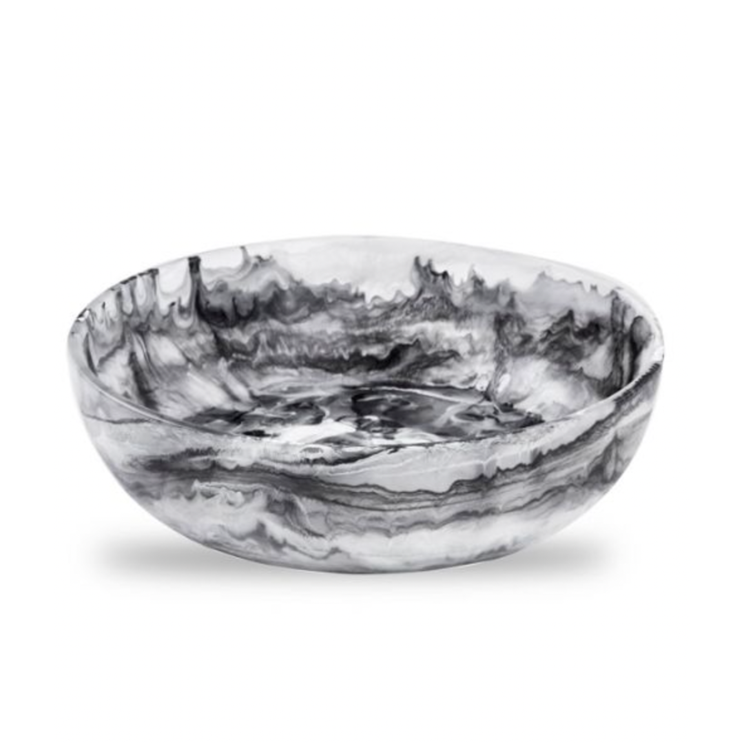 Medium black swirl resin round bowl.