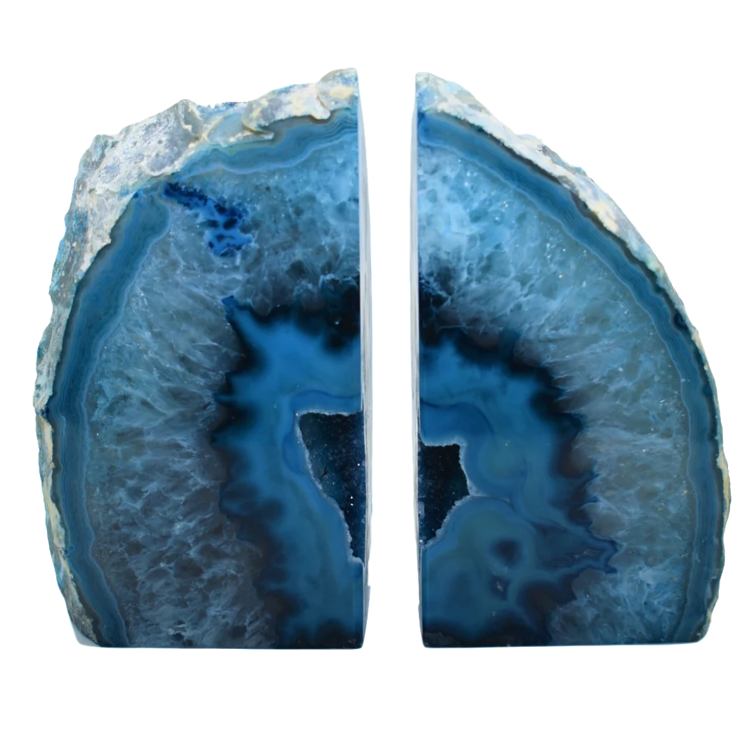 Blue agate bookends. 