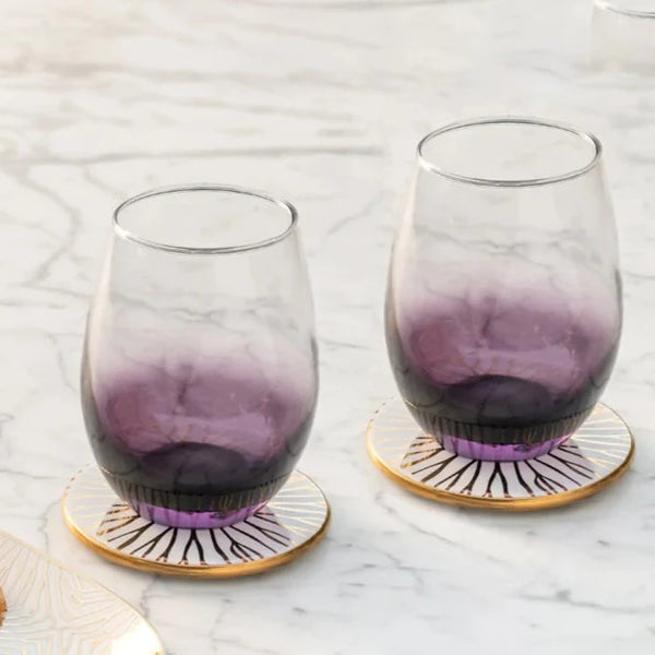 Multicolor Ombre Stemless Wine Glass Set