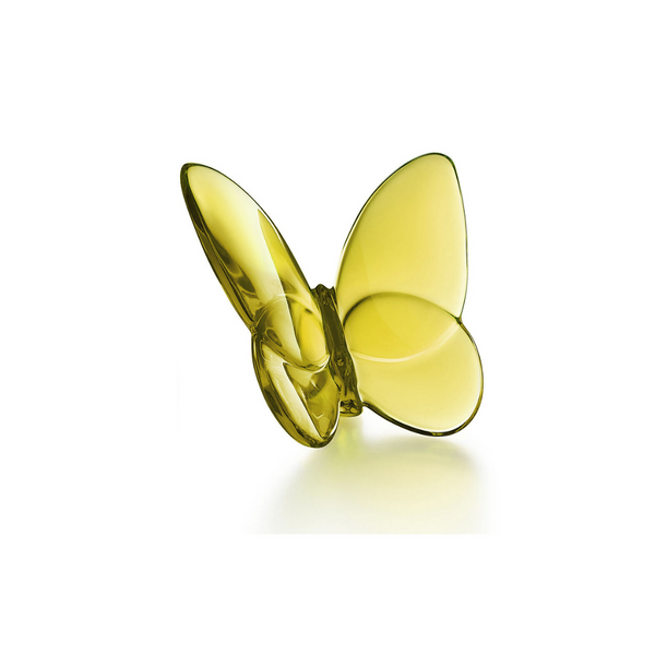 Yellow amber butterfly decor from Baccarat. 