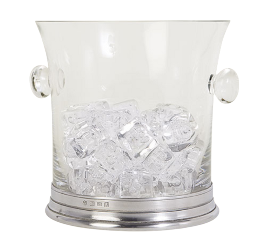 MATCH Pewter & Crystal Ice Bucket With Handles