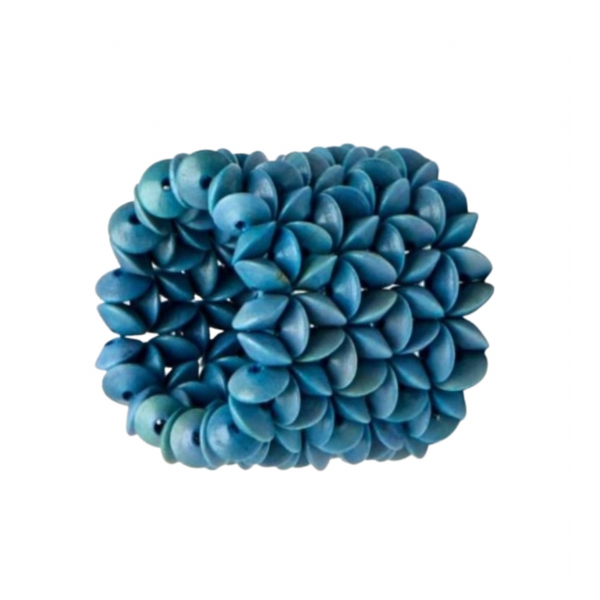 Turquoise floral wood cuff napkin ring.