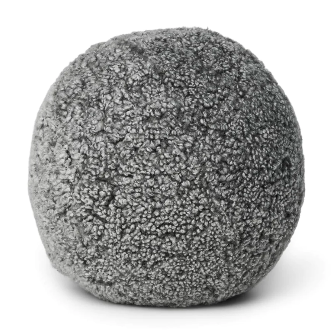 Sheepskin Ball Pillow -Graphite 10"