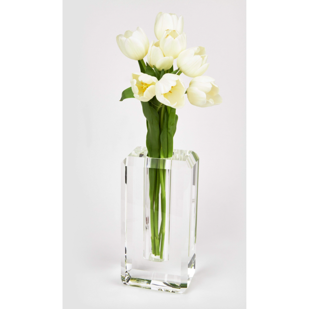 Hex edge crystal vase. 