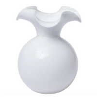 The fluted vase is made of white premium glass. Glass blown to perfection. 