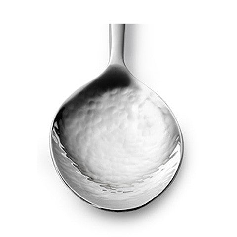 Mary Jurek hammered stainless steel spoon close up