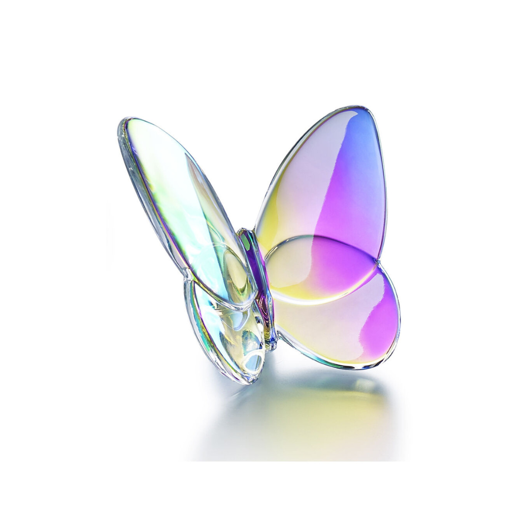 Iridescent crystal butterfly by Baccarat. 