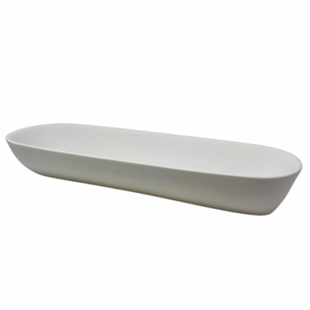Large white resin boat bowl.