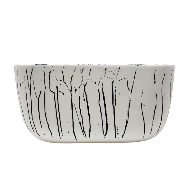 Luxe resin white solid and black splatter party bucket. 