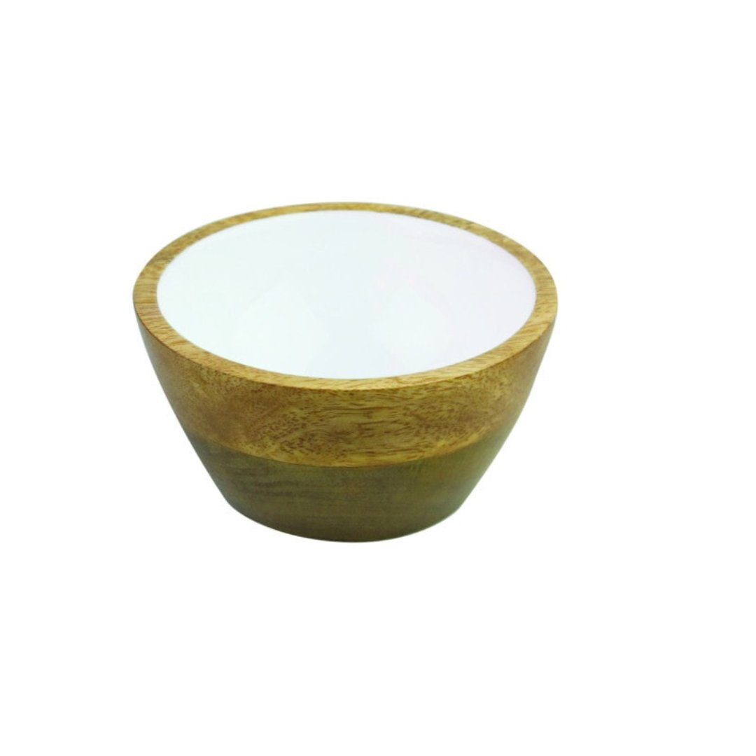 Mayan Wood White Bowl Small