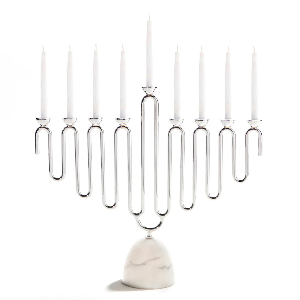 Coluna Menorah Carrara Marble & Silver