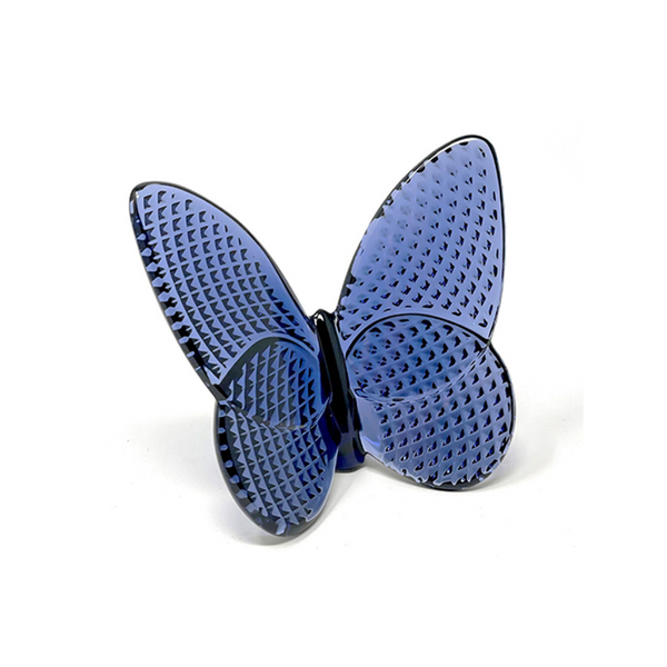 Midnight blue crystal butterfly from Baccarat. 