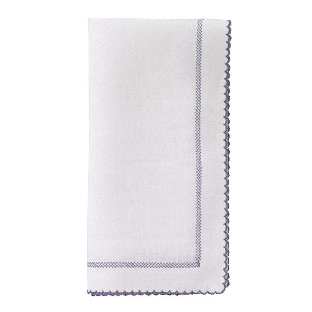 Picot napkin in white and grey. 