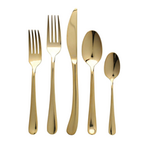 Gold flatware made of stainless steel, set of 5. 