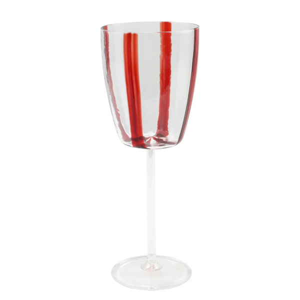 Stripped red wine glass made of premium glass. 