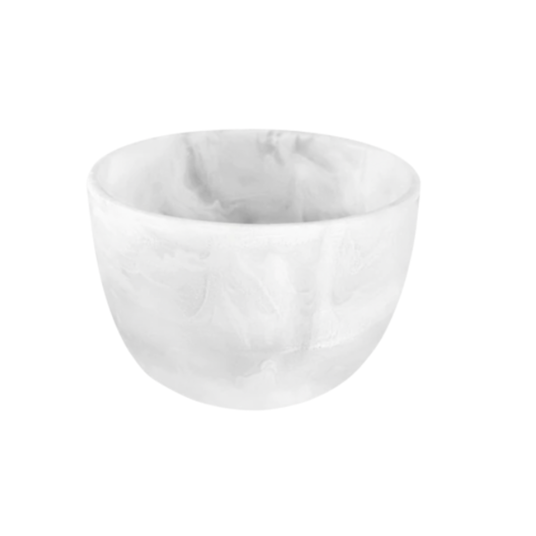 Small white swirl resin deep bowl. 