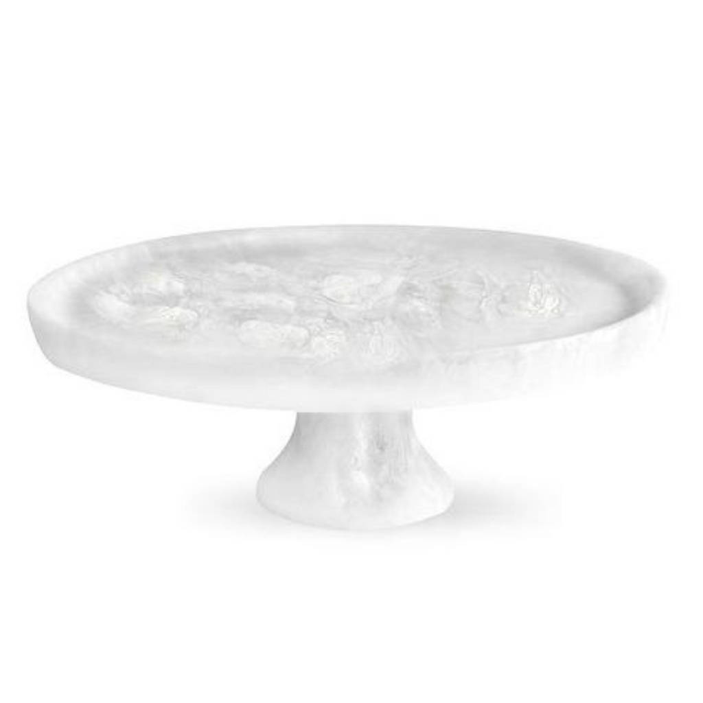 Swirl Resin Classic Footed Cake Plate - White