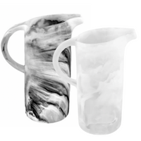 Black and white swirl resin pitchers.