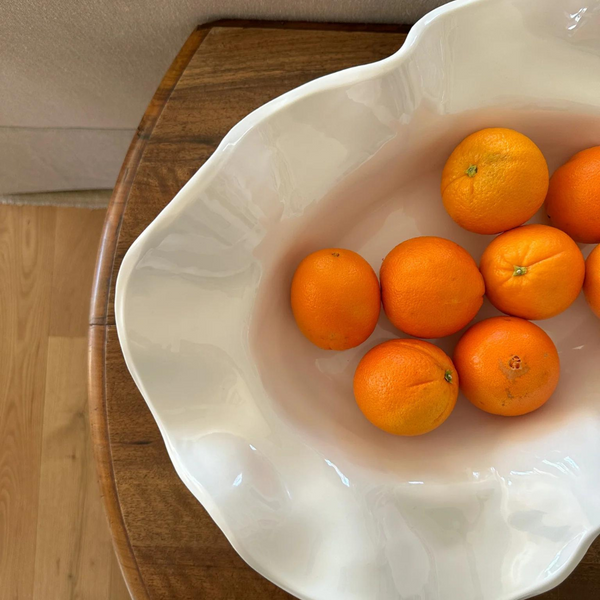 Wavy Oval Melamine Serving Bowl Large - Stone.